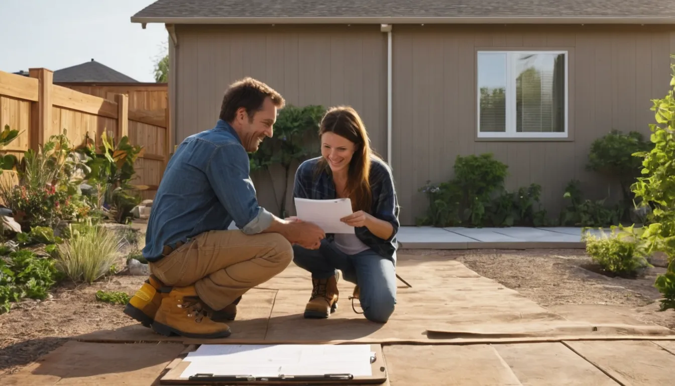 A homeowner reviewing patio plans with a local provider in the St. Louis area